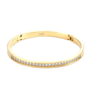 B.Tiff Gold Eternity 25 Bangle Bracelet Faux Diamonds New With Tags sz MED A1
